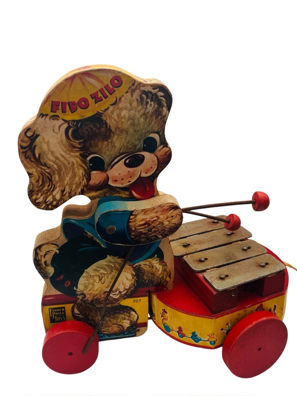 Vintage Fisher-Price Fido Zilo Pull-Along Dog Xylophone Toy